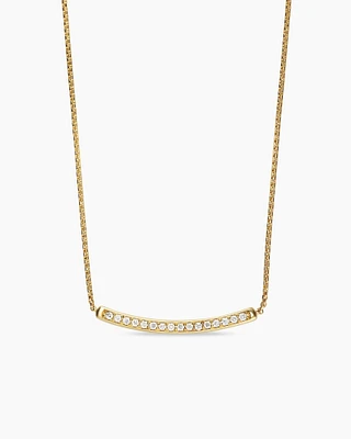 Petite Pavé Bar Necklace in 18K Yellow Gold with Diamonds, 1.25mm