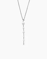 Pearl and Pavé Y Necklace in Sterling Silver with Pearls and Diamonds