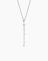 Pearl and Pavé Y Necklace in Sterling Silver with Pearls and Diamonds
