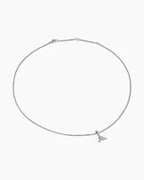 Pavé Initial Pendant Necklace in Sterling Silver with Diamond A