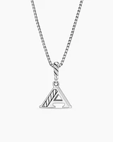 Pavé Initial Pendant Necklace in Sterling Silver with Diamond A