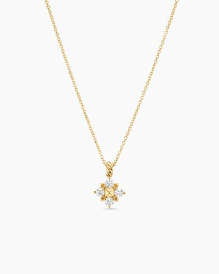 Petite Modern Renaissance Pyramid Pendant Necklace in 18K Yellow Gold with Diamonds, 10.9mm