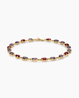 Marbella Toggle Necklace 18K Yellow Gold with Amethyst and Rhodolite Garnet