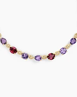 Marbella Toggle Necklace 18K Yellow Gold with Amethyst and Rhodolite Garnet