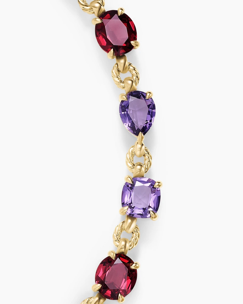 Marbella Toggle Necklace 18K Yellow Gold with Amethyst and Rhodolite Garnet
