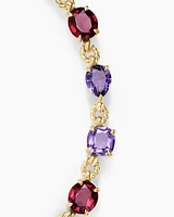 Marbella Toggle Necklace 18K Yellow Gold with Amethyst and Rhodolite Garnet