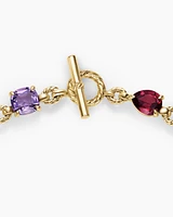 Marbella Toggle Necklace 18K Yellow Gold with Amethyst and Rhodolite Garnet