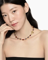 Marbella Toggle Necklace 18K Yellow Gold with Amethyst and Rhodolite Garnet