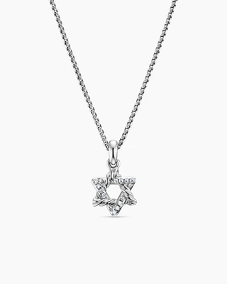 Star of David Pendant Necklace in Sterling Silver with Diamonds