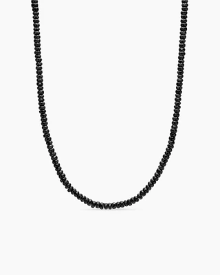 Spiritual Beads Necklace Sterling Silver with Black Spinel, 5mm