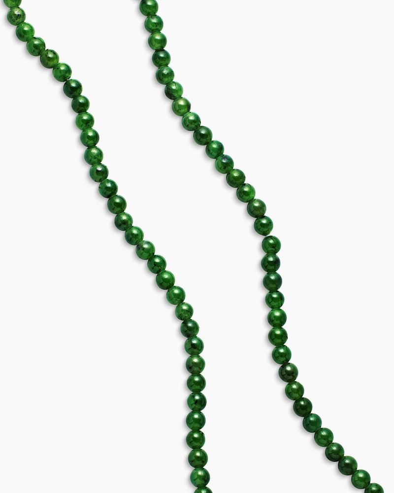 Spiritual Beads Necklace with Nephrite Jade and 18K Yellow Gold, 4mm