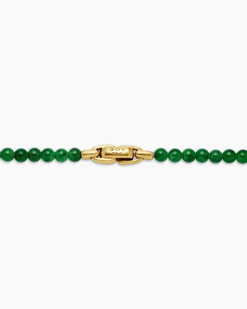 Spiritual Beads Necklace with Nephrite Jade and 18K Yellow Gold, 4mm