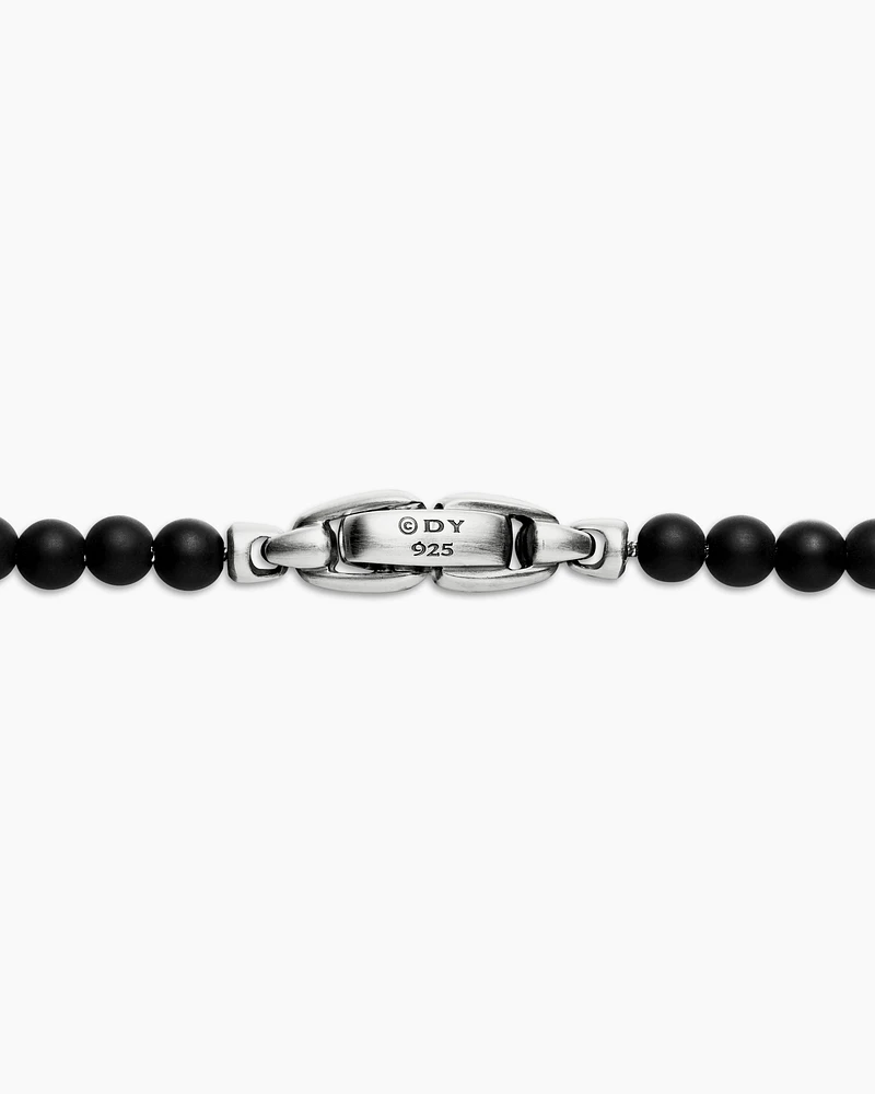 Spiritual Beads Necklace with Black Onyx and Sterling Silver, 4mm