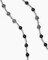 Spiritual Beads Rosary Necklace in Sterling Silver with Black Onyx and Black Diamonds, 6mm