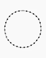 Spiritual Beads Rosary Necklace in Sterling Silver with Black Onyx and Black Diamonds, 6mm