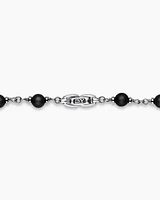 Spiritual Beads Rosary Necklace in Sterling Silver with Black Onyx and Black Diamonds, 6mm