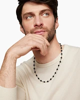 Spiritual Beads Rosary Necklace in Sterling Silver with Black Onyx and Black Diamonds, 6mm