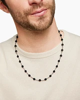 Spiritual Beads Rosary Necklace in Sterling Silver with Black Onyx and Black Diamonds, 6mm