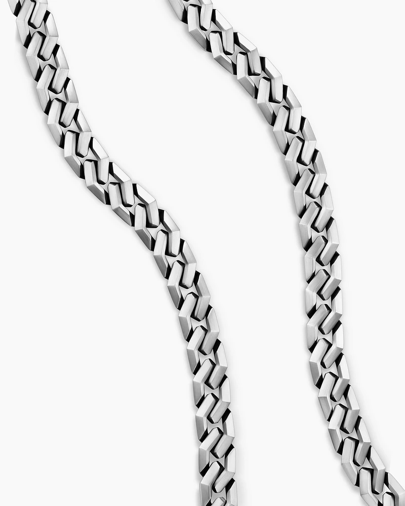 Curb Chain Angular Link Necklace in Sterling Silver