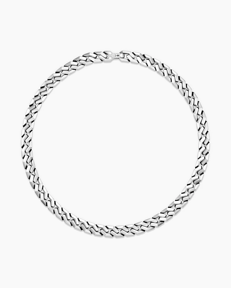 Curb Chain Angular Link Necklace in Sterling Silver