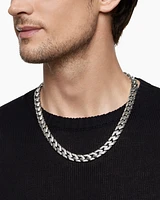 Curb Chain Angular Link Necklace in Sterling Silver