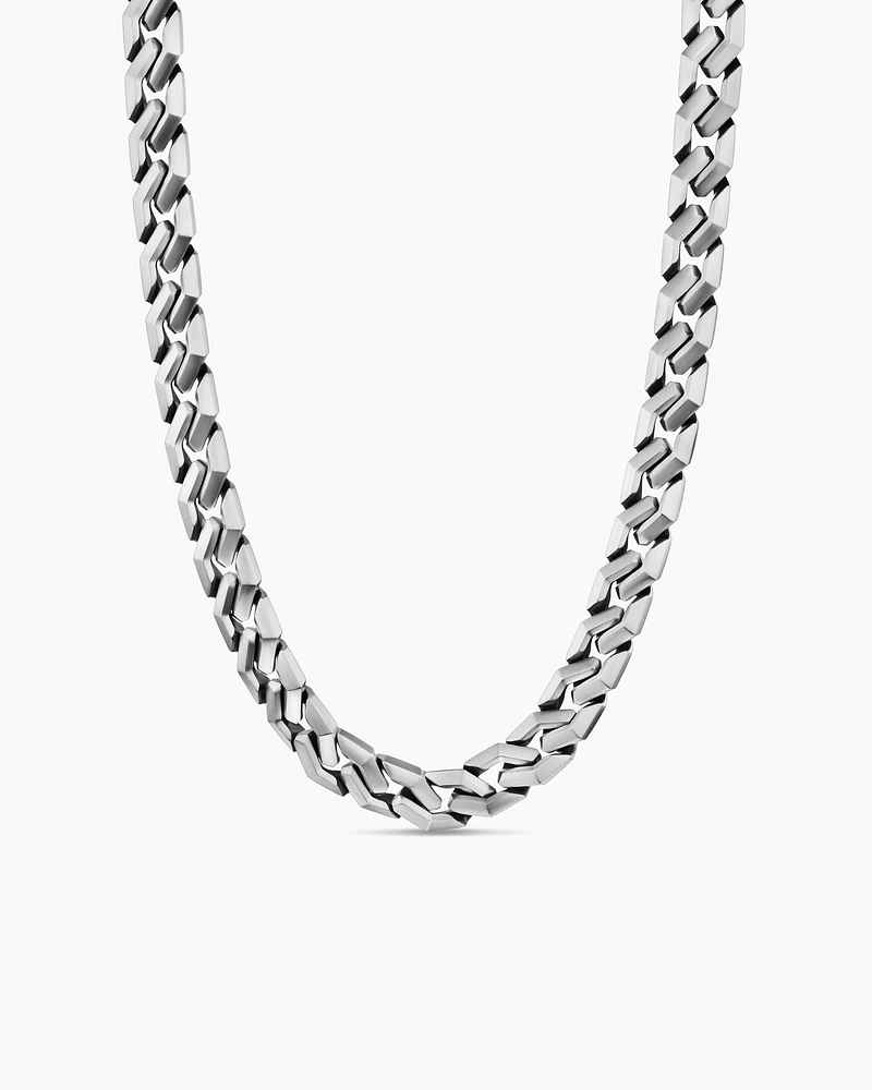 Curb Chain Angular Link Necklace in Sterling Silver