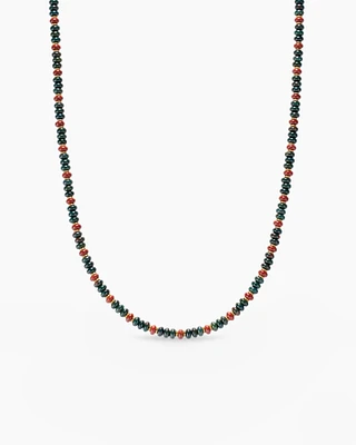 Spiritual Beads Necklace 18K Yellow Gold with Bloodstone and Red Jasper, 4mm