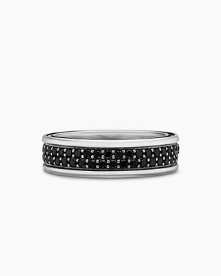 Streamline® Two Row Band Ring Sterling Silver with Black Diamonds, 6.5mm