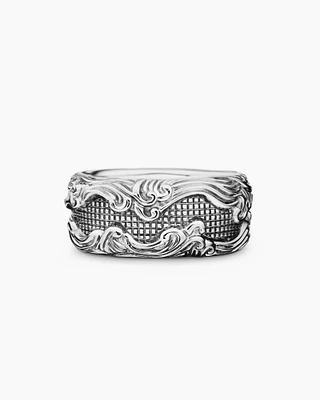 Waves Band Ring Sterling Silver, 10mm