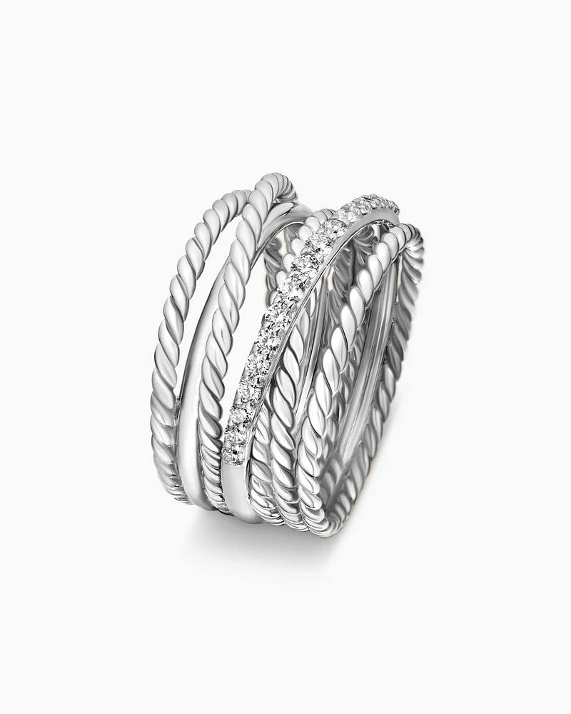 Crossover Ring Sterling Silver with Diamonds