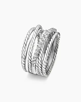 Crossover Ring Sterling Silver with Diamonds