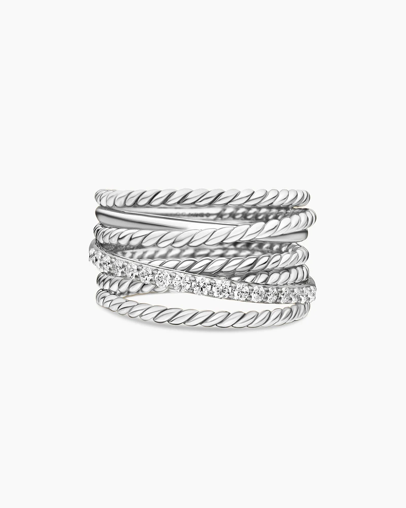 Crossover Ring Sterling Silver with Diamonds