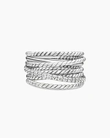 Crossover Ring Sterling Silver with Diamonds