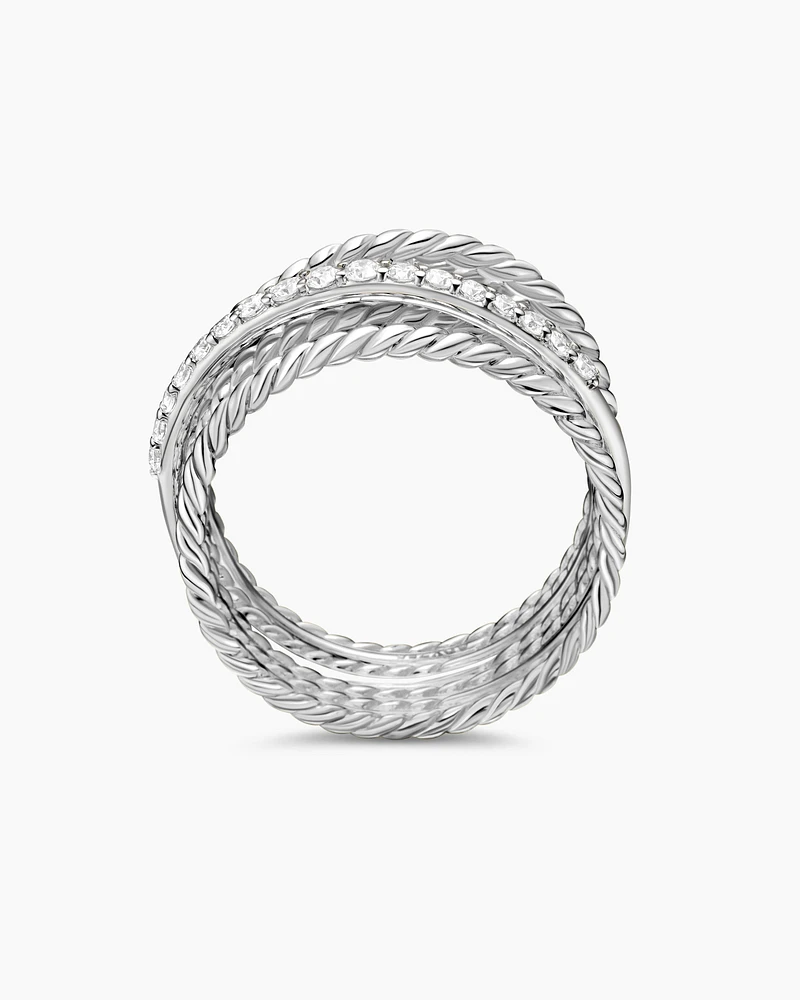 Crossover Ring Sterling Silver with Diamonds