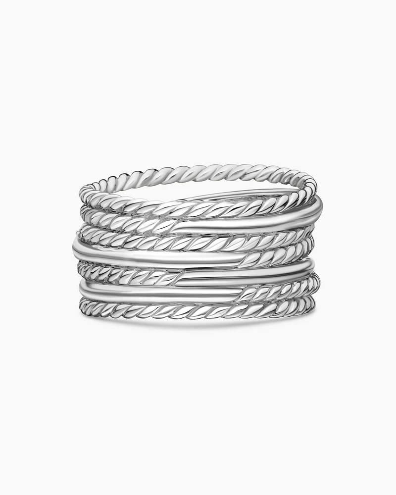 Crossover Ring Sterling Silver with Diamonds