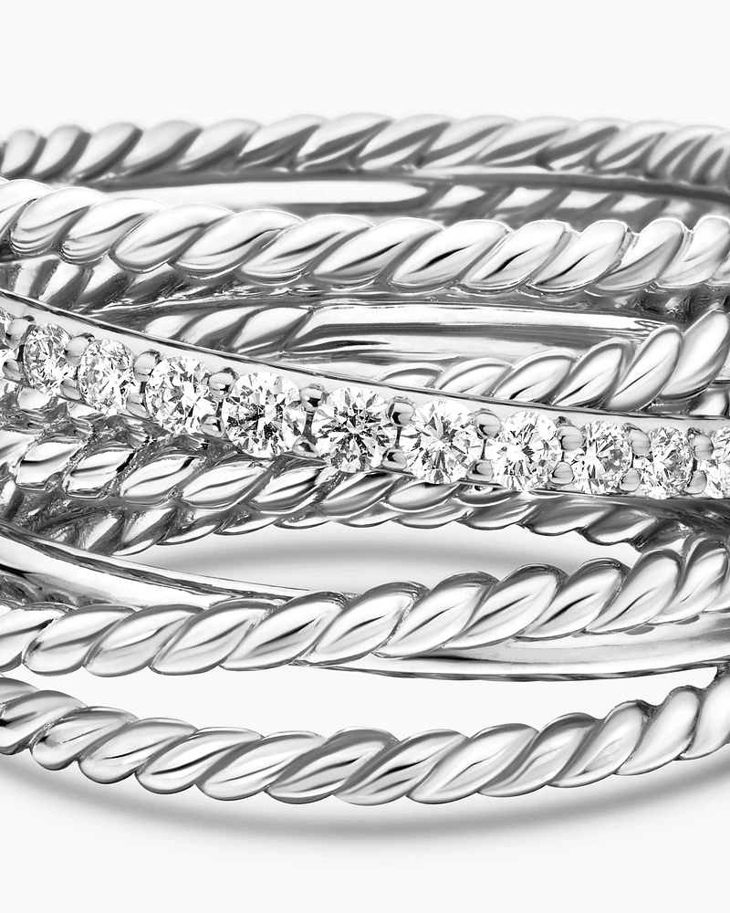 Crossover Ring Sterling Silver with Diamonds