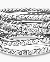 Crossover Ring Sterling Silver with Diamonds