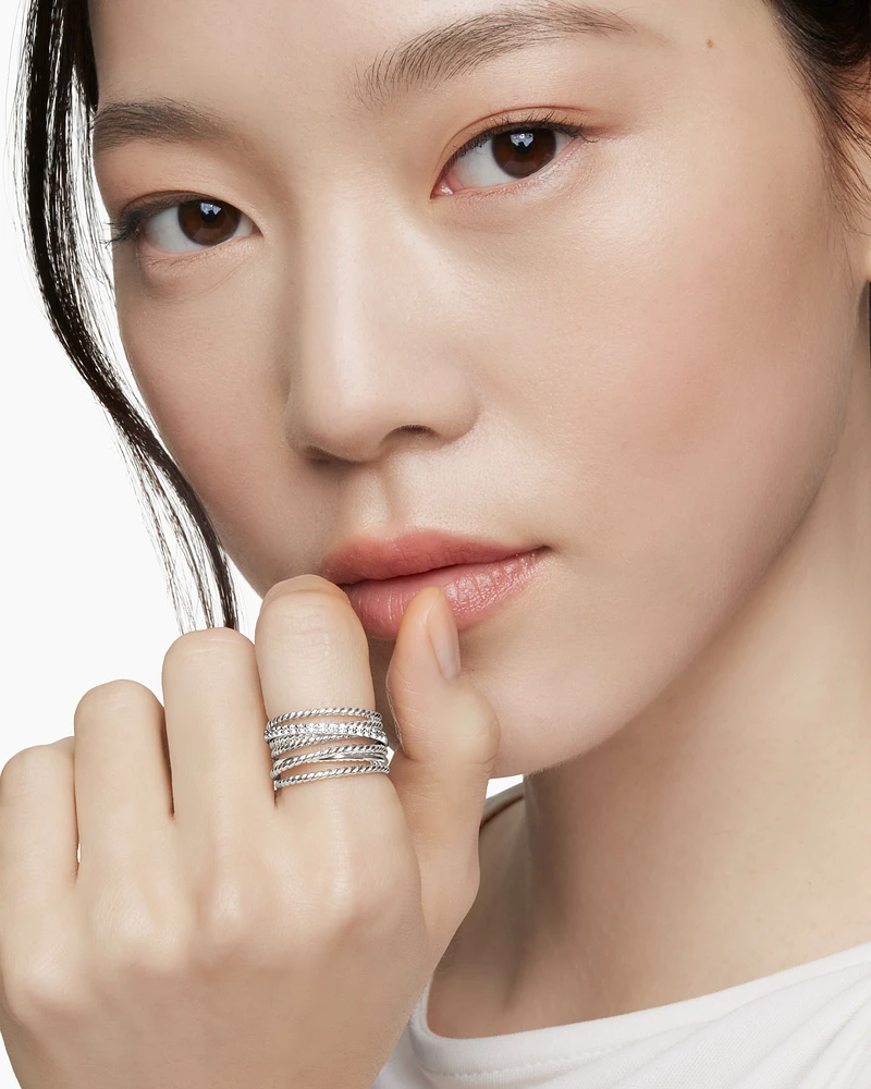 Crossover Ring Sterling Silver with Diamonds