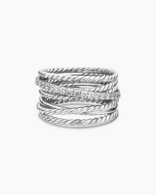 Crossover Ring Sterling Silver with Diamonds