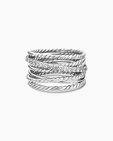 Crossover Ring Sterling Silver with Diamonds