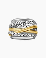 Crossover Ring in Sterling Silver with 14K Yellow Gold