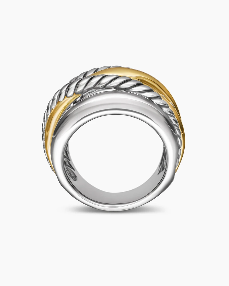 Crossover Ring in Sterling Silver with 14K Yellow Gold