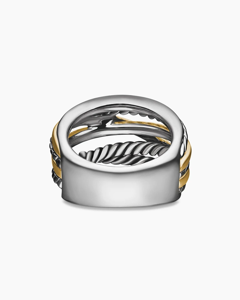 Crossover Ring in Sterling Silver with 14K Yellow Gold