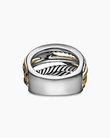 Crossover Ring in Sterling Silver with 14K Yellow Gold