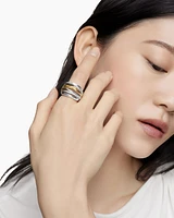 Crossover Ring in Sterling Silver with 14K Yellow Gold