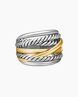 Crossover Ring in Sterling Silver with 14K Yellow Gold