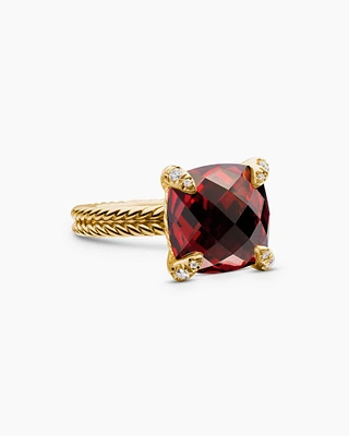 Chatelaine® Ring 18K Yellow Gold with Garnet and Diamonds, 11mm