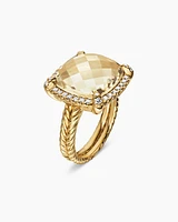 Chatelaine® Pavé Bezel Ring 18K Yellow Gold with Champagne Citrine and Diamonds, 14mm