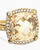 Chatelaine® Pavé Bezel Ring 18K Yellow Gold with Champagne Citrine and Diamonds, 14mm