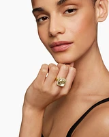 Chatelaine® Pavé Bezel Ring 18K Yellow Gold with Champagne Citrine and Diamonds, 14mm